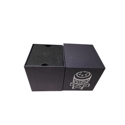 Metal, spinning rocket dice and case