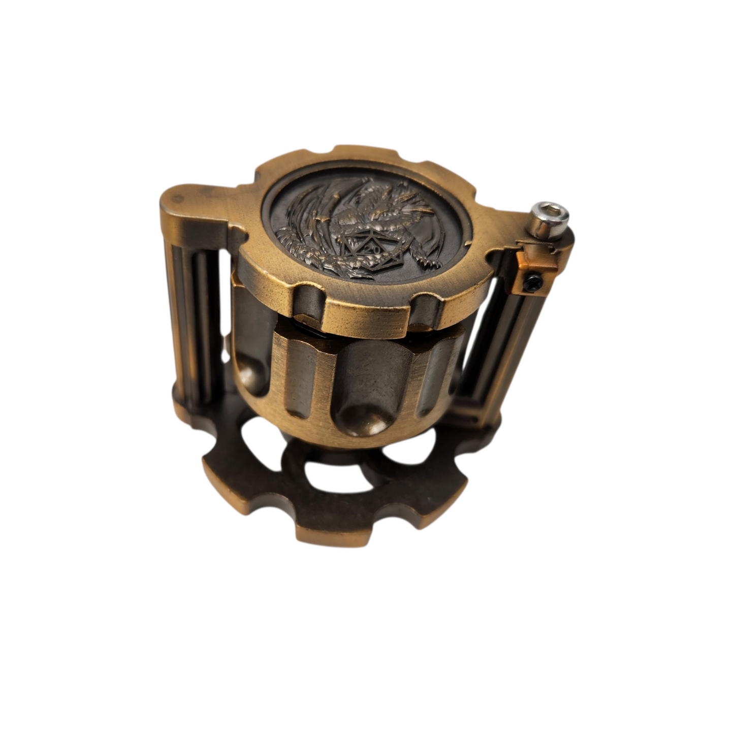 Revolver dice holder with bullet dice-Antique Gold