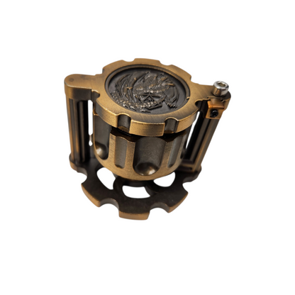Revolver dice holder with bullet dice-Antique Gold