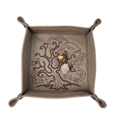 Night scene dice tray, tree, bat and moon