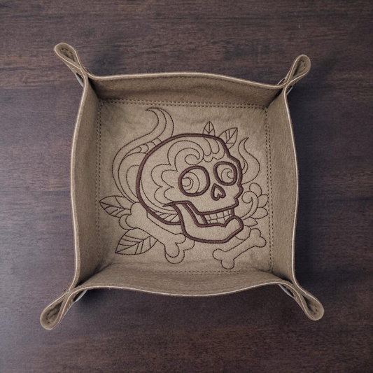 Skull doodle embroidered dice tray