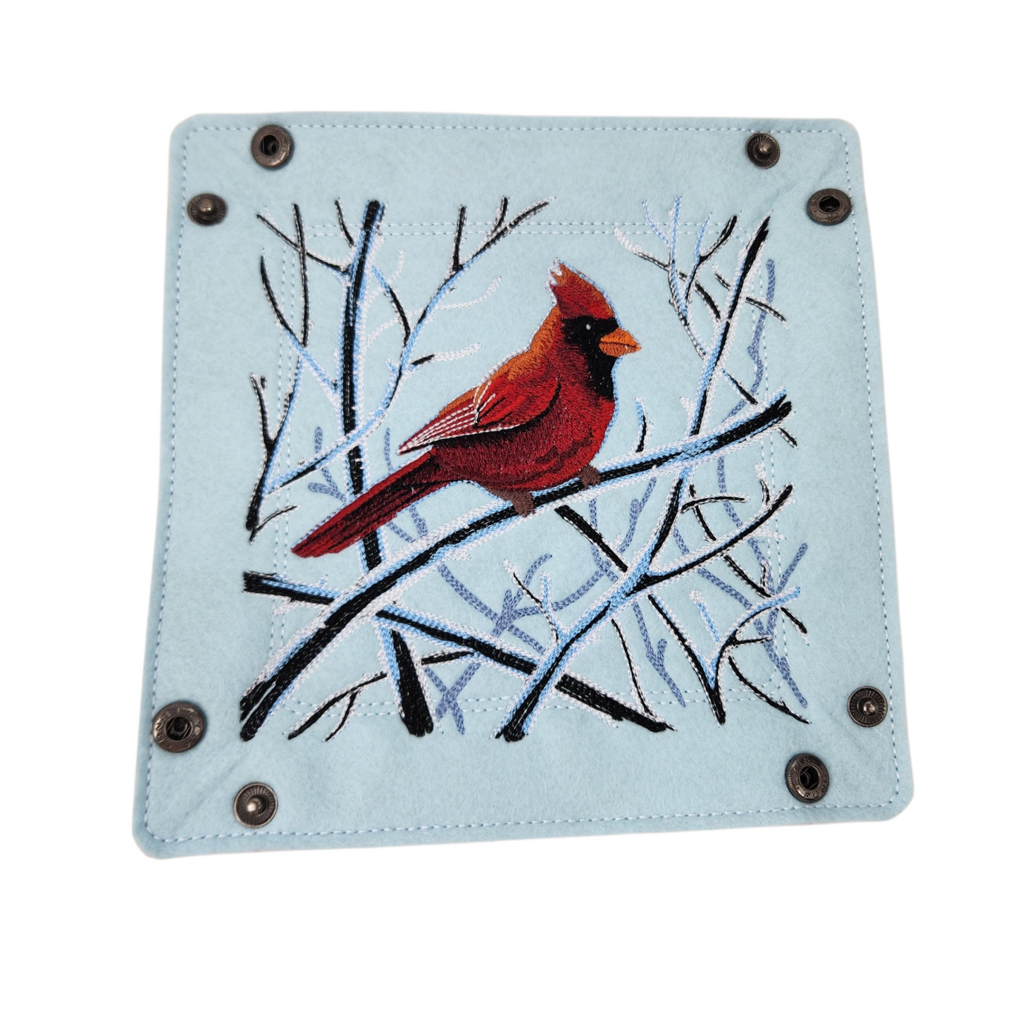 Cardinal Bird dice tray , winter scene