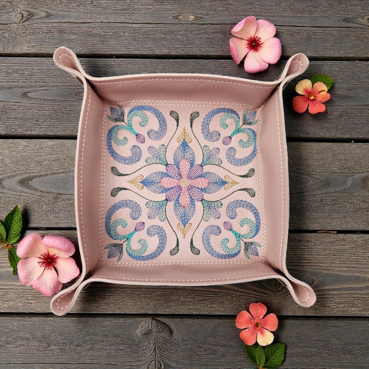 Decorative Floral Dice Tray -peach