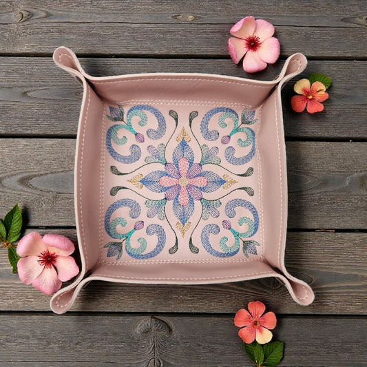 Decorative Floral Dice Tray -peach