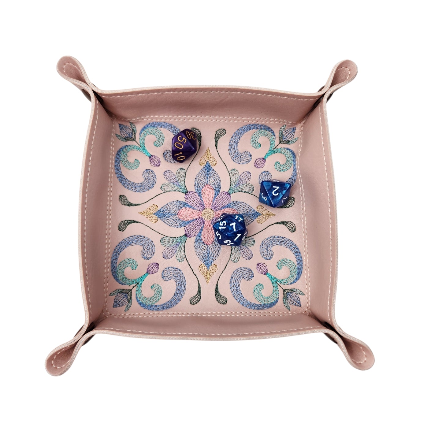 Decorative Floral Dice Tray -peach