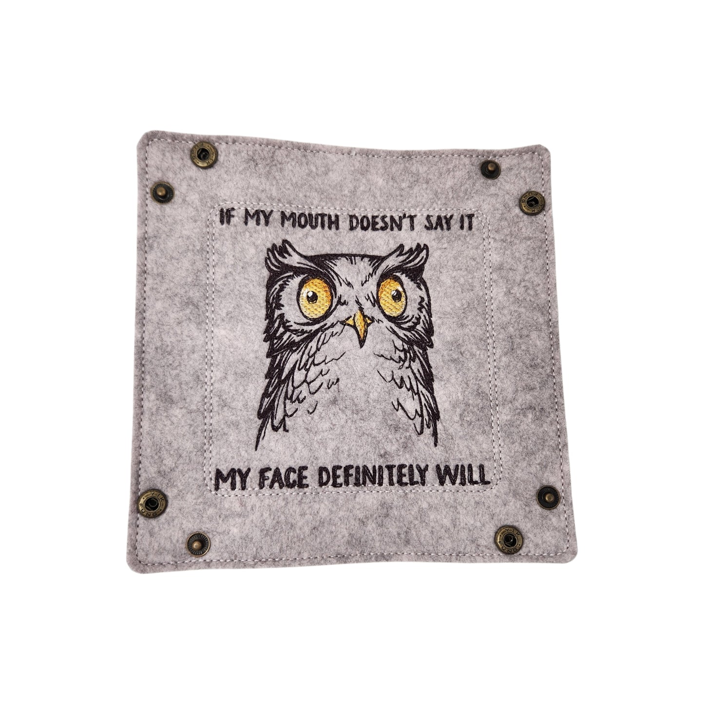 Owl dice tray, funny attitude