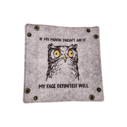 Owl dice tray, funny attitude