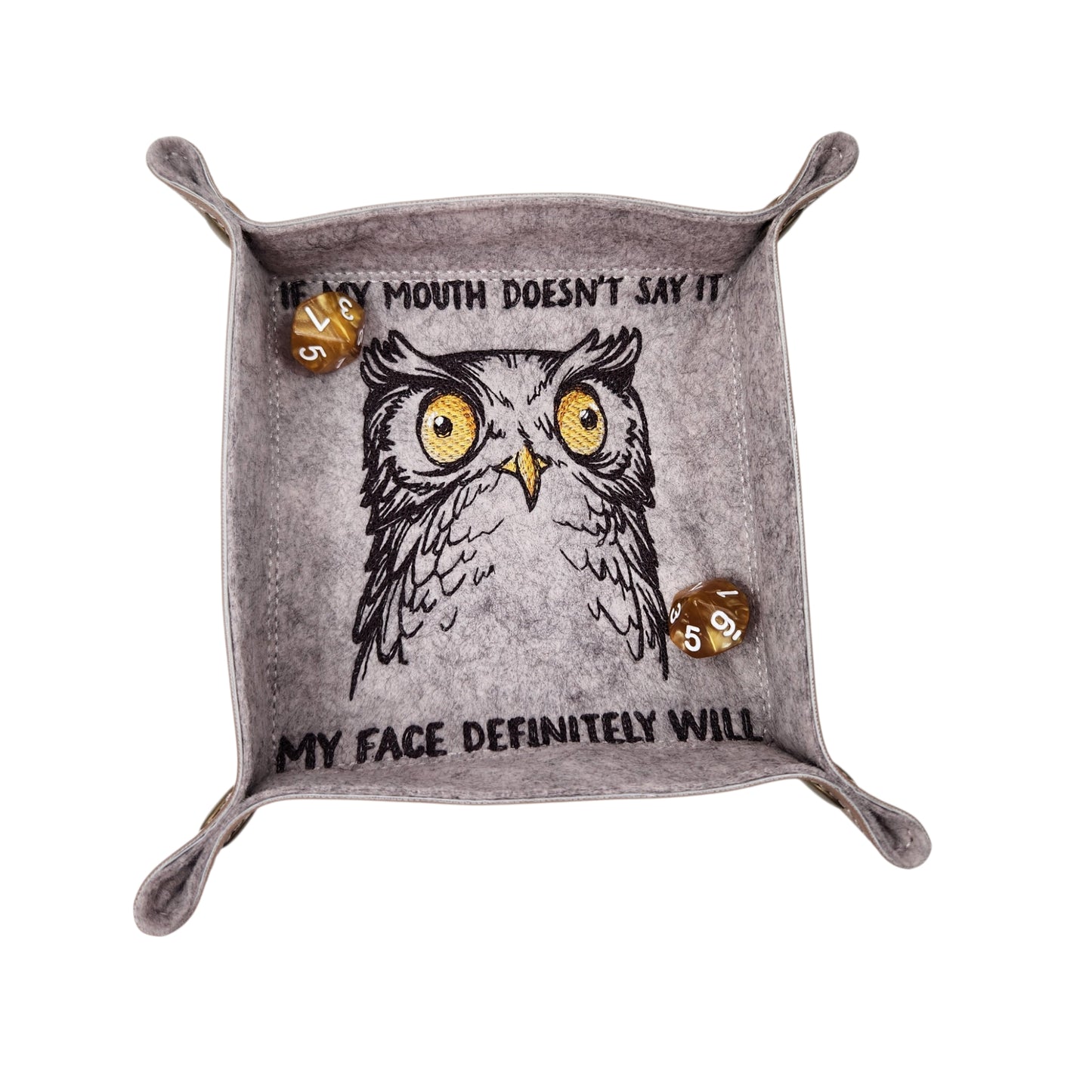 Owl dice tray, funny attitude