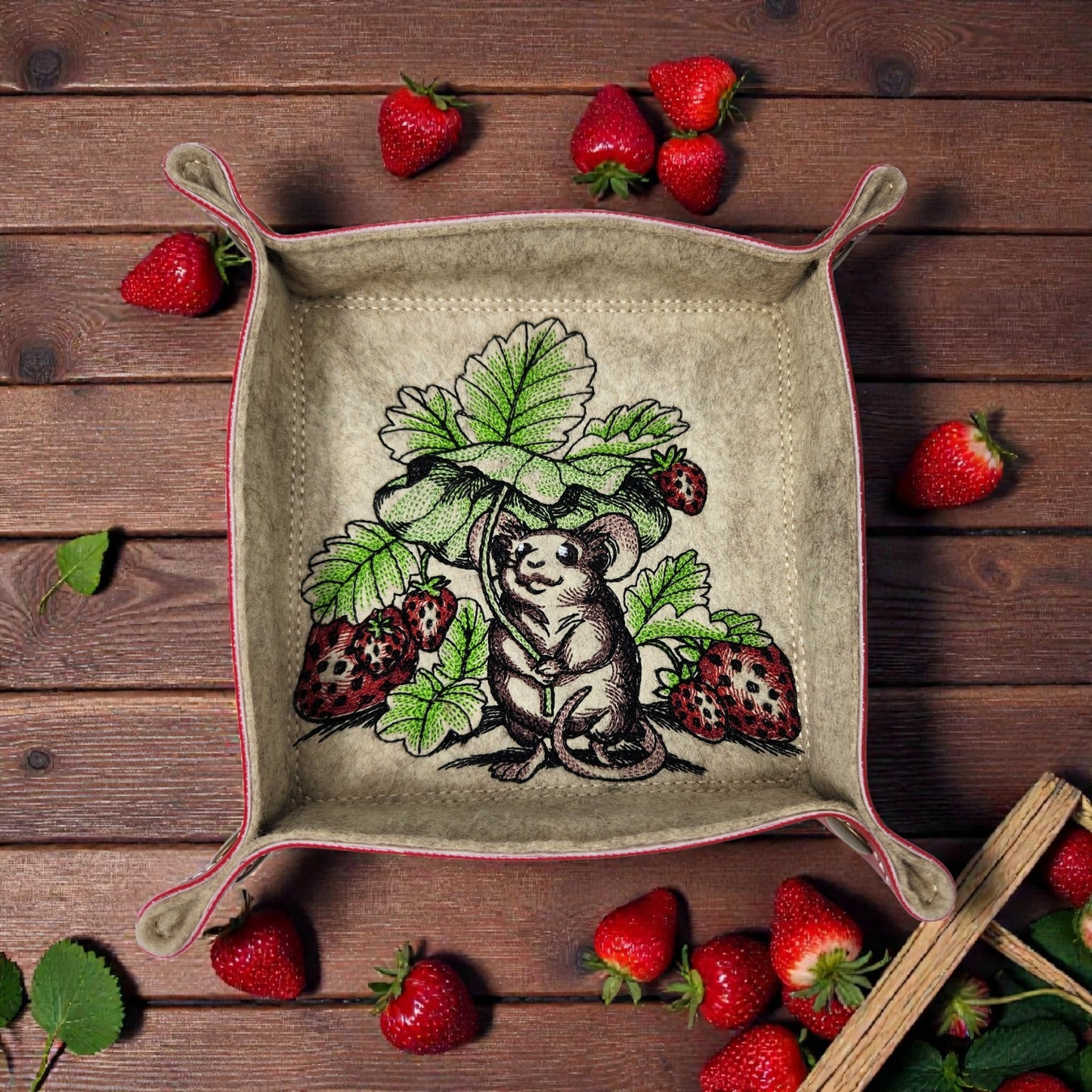 Strawberries and mouse dice tray