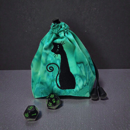 Black cat dice bag