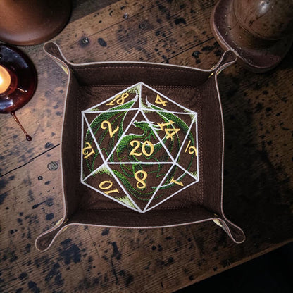Dice Tray- D20 with dragon design