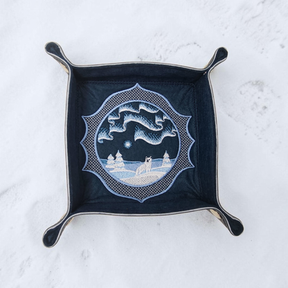 Winter Scene dice tray, Northern Lights