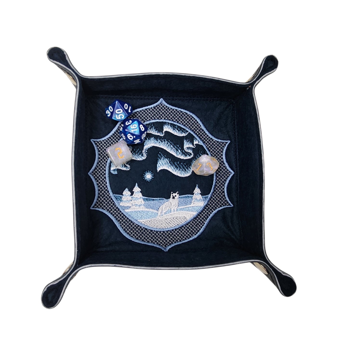 Winter Scene dice tray, Northern Lights