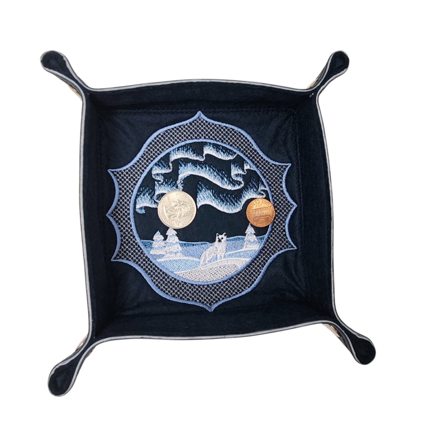 Winter Scene dice tray, Northern Lights