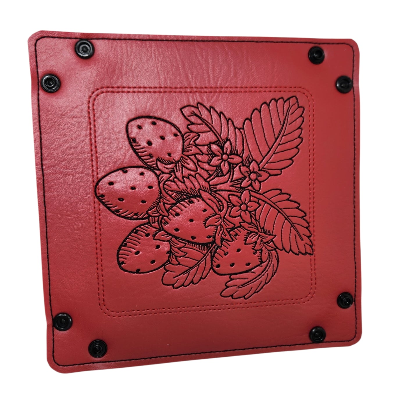 Strawberry Embroidered Collapsible Dice Tray