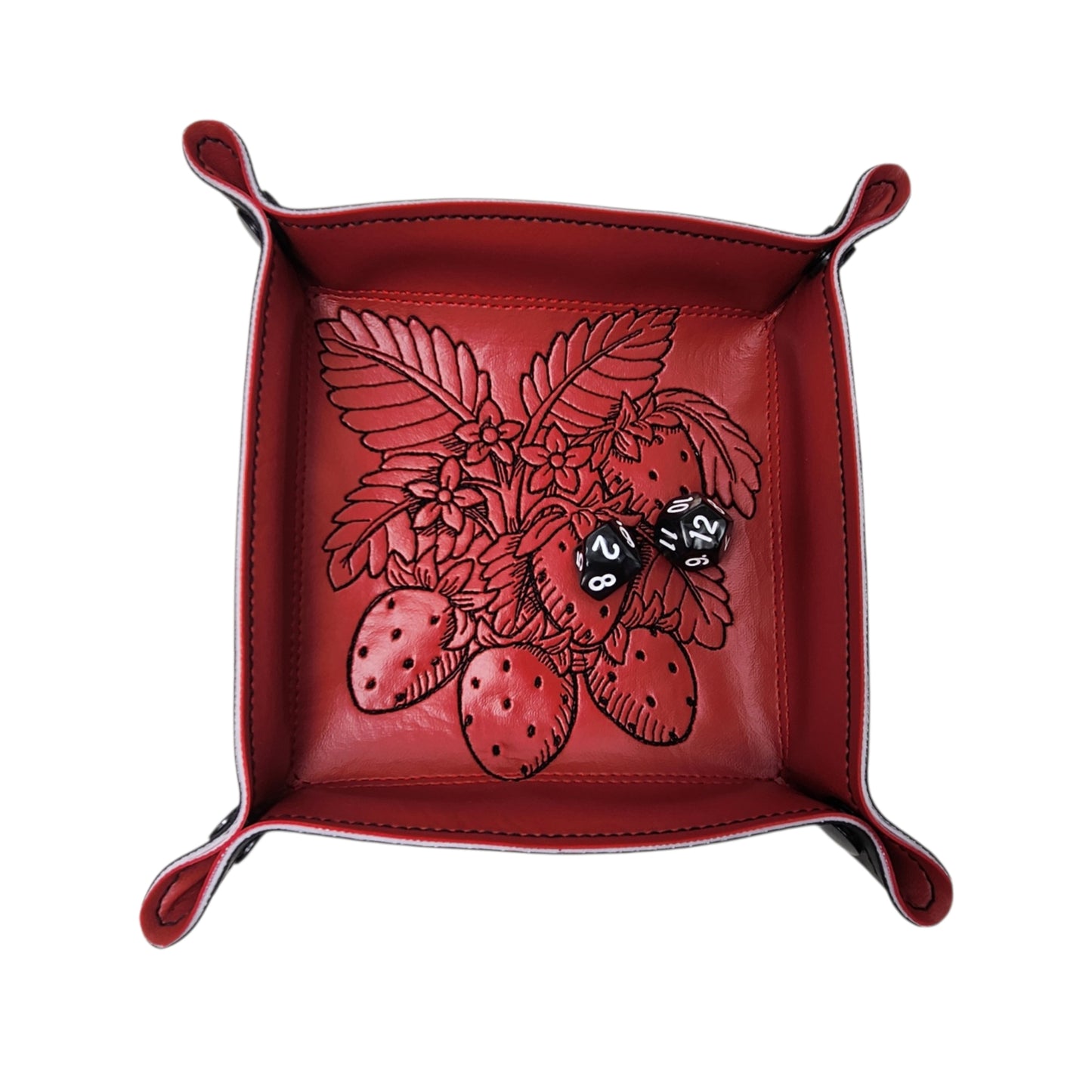 Strawberry Embroidered Collapsible Dice Tray