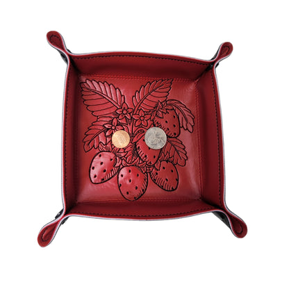 Strawberry Embroidered Collapsible Dice Tray