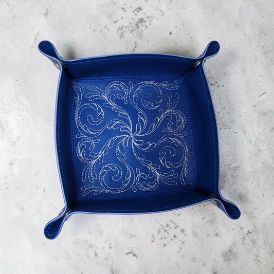 Collapsible Dice Rolling Tray with a swirl in a featherily design.