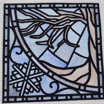 Winter time dice tray, stained glass design