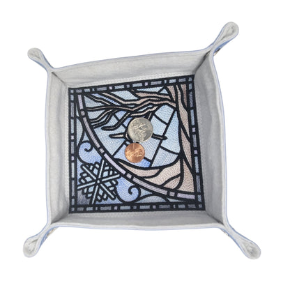Winter time dice tray, stained glass design