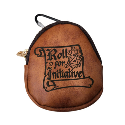 Leather keychain dice pouch, TTRPG