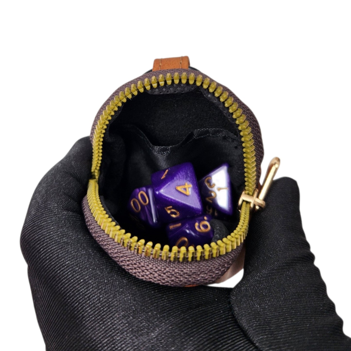Leather keychain dice pouch, TTRPG