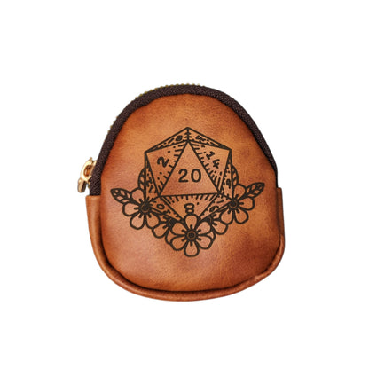 Leather keychain dice pouch, TTRPG