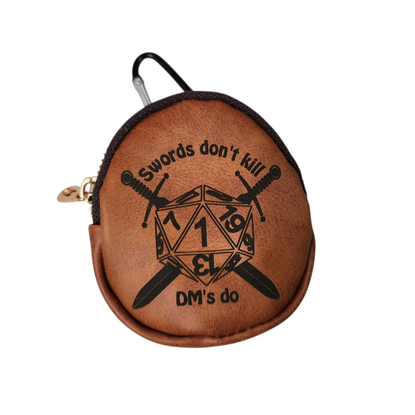Leather keychain dice pouch, TTRPG