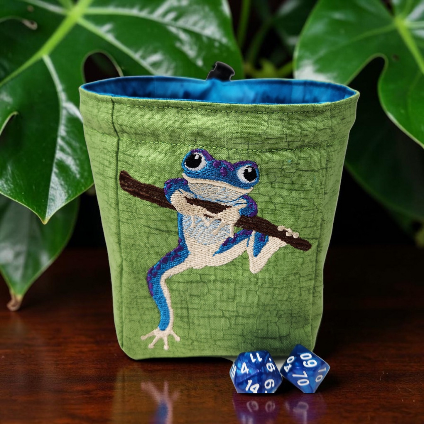 Blue Tree Frog Dice Bag