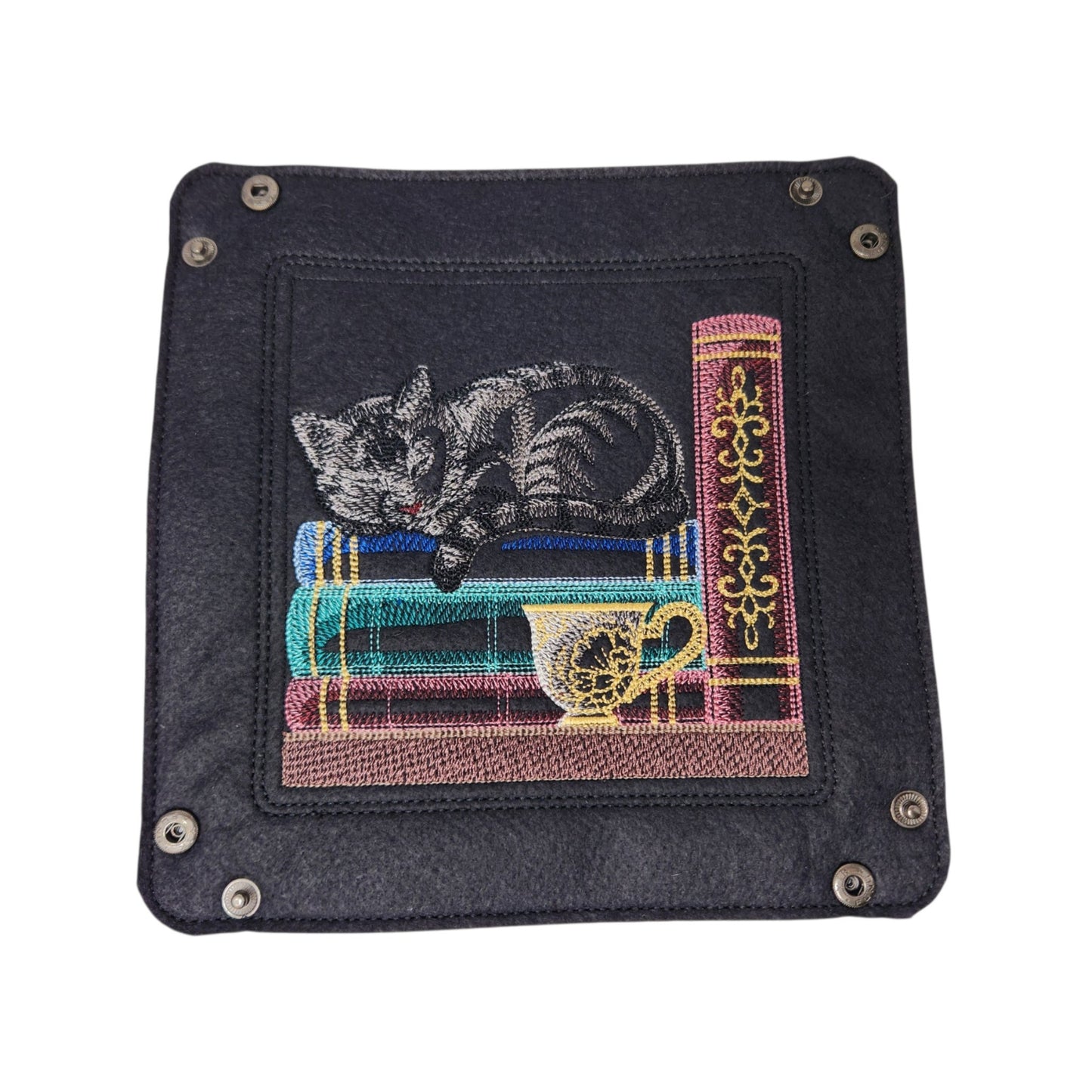 Collapsible Dice Rolling Tray, Cat and teacup dice tray