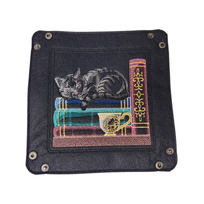 Collapsible Dice Rolling Tray, Cat and teacup dice tray