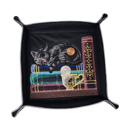 Collapsible Dice Rolling Tray, Cat and teacup dice tray