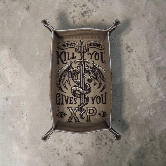 dragon and sword dice tray, rectangle, XP