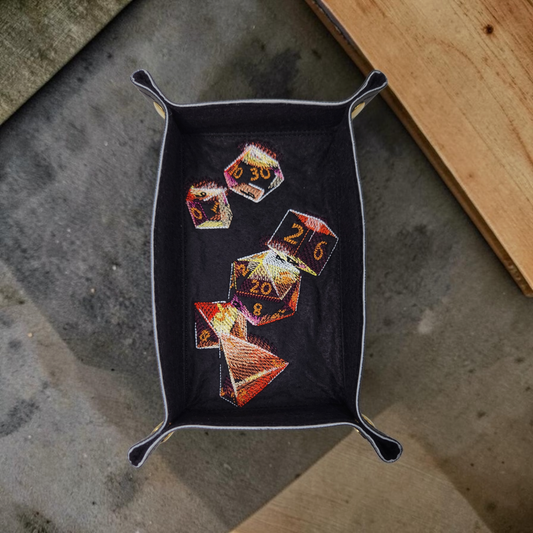Rolling dice themed, rectangle dice tray