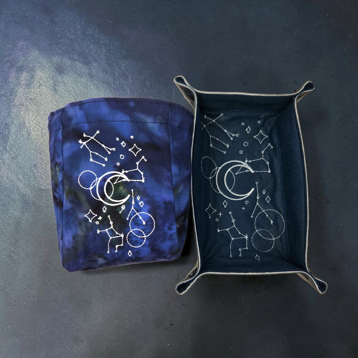 Celestial gift set, dice bag and tray