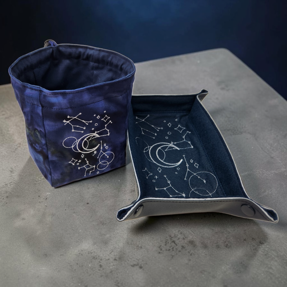 Celestial gift set, dice bag and tray