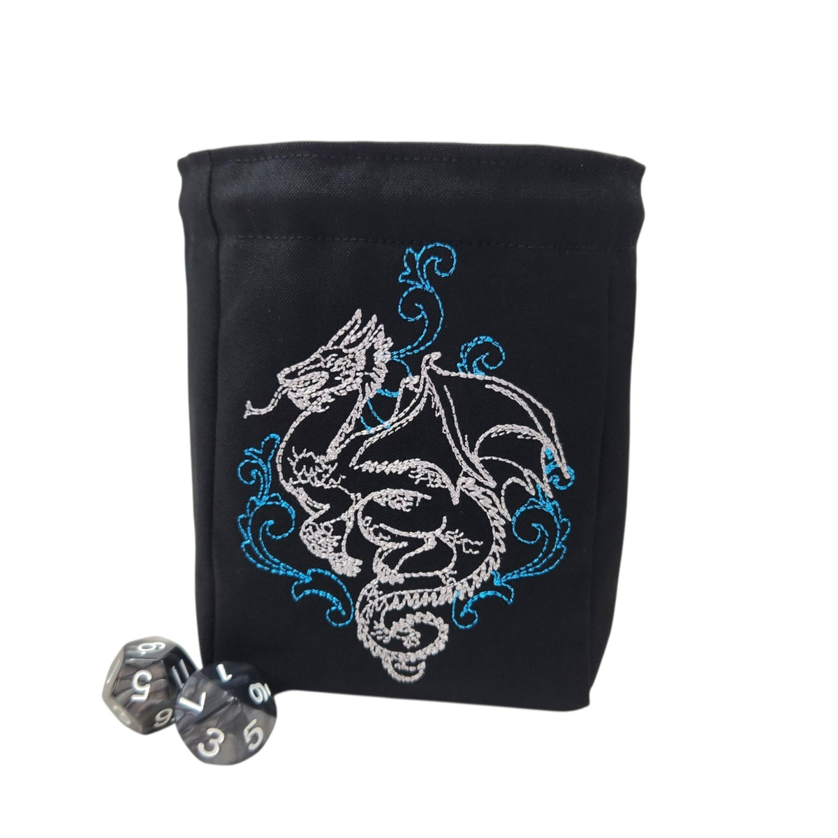 Silver dragon dice bag