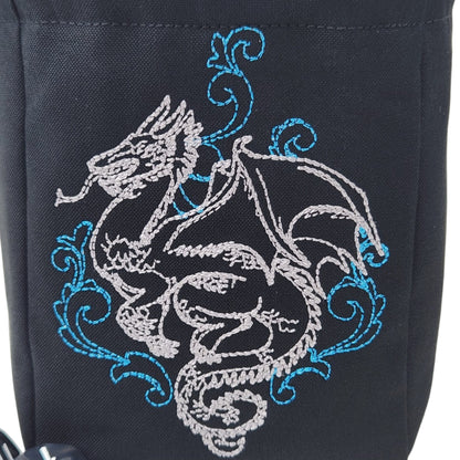 Silver dragon dice bag