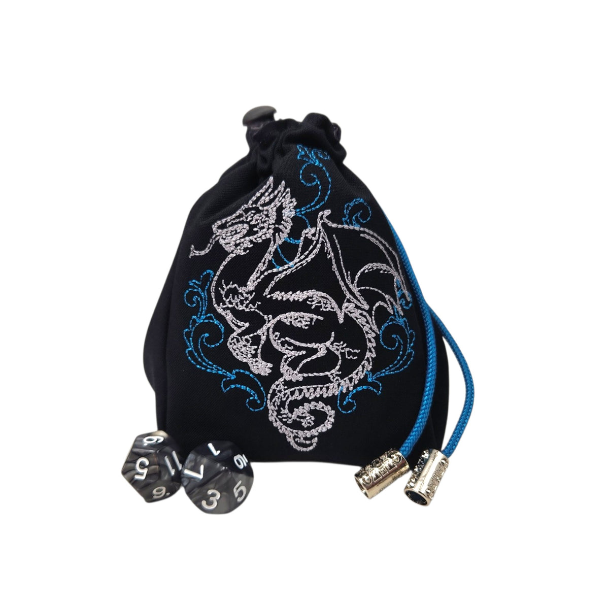 Silver dragon dice bag