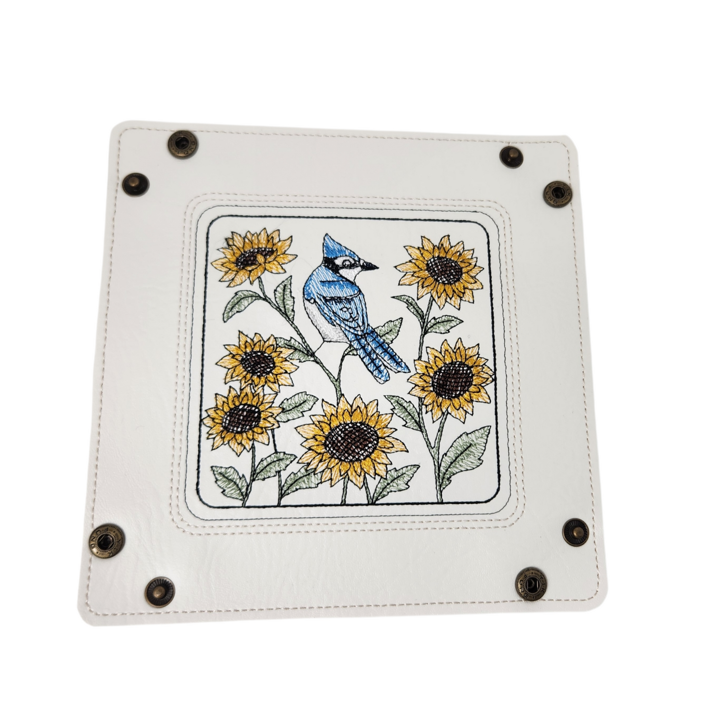 Blue Jay & Sunflower Dice Tray for Gaming Fun