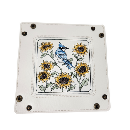 Blue Jay & Sunflower Dice Tray for Gaming Fun