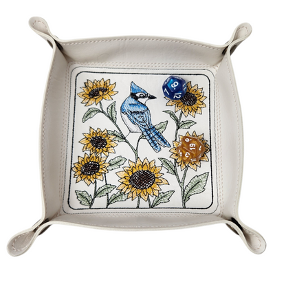 Blue Jay & Sunflower Dice Tray for Gaming Fun