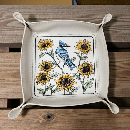 Blue Jay & Sunflower Dice Tray for Gaming Fun