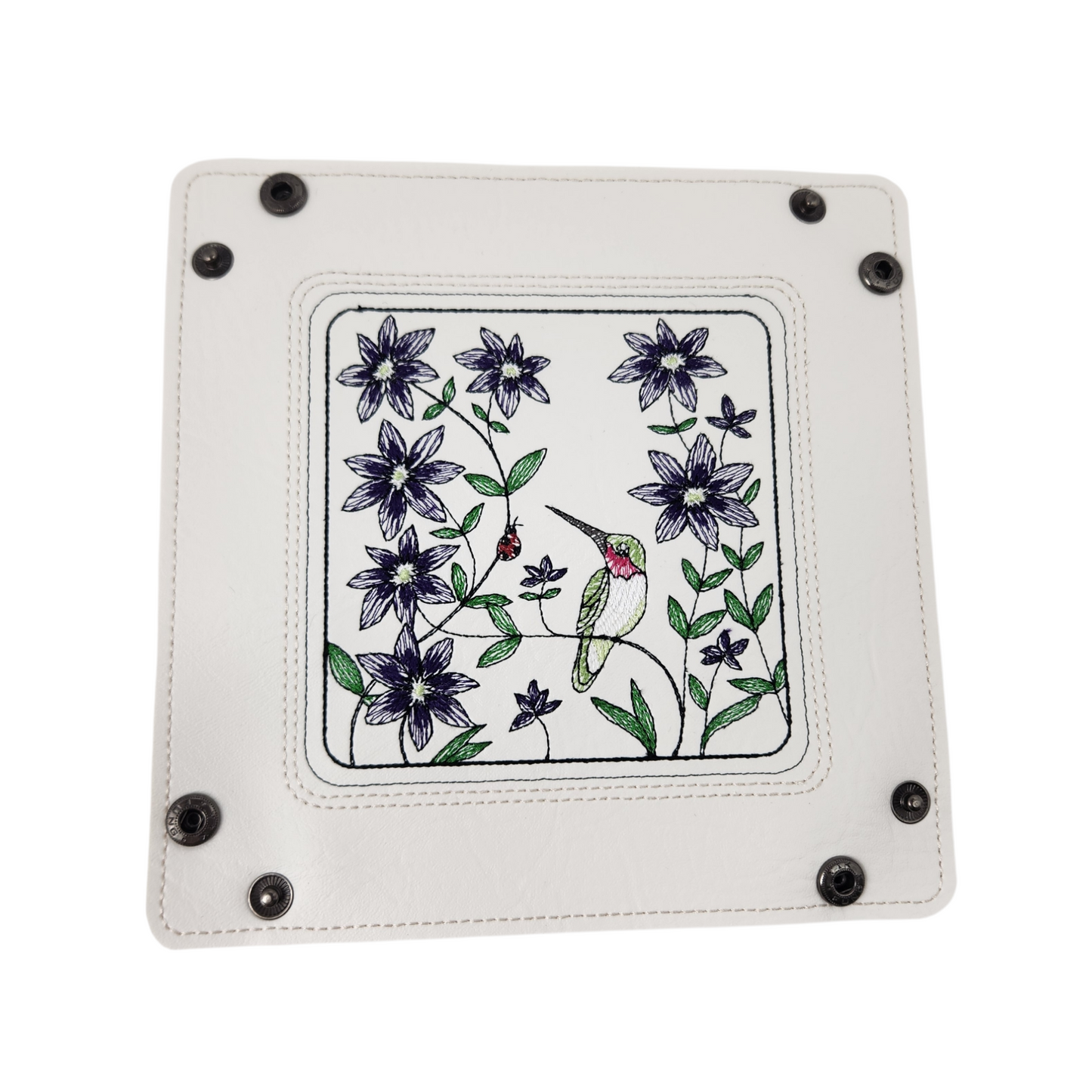 Hummingbird and purple flower dice tray