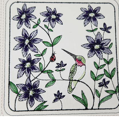 Hummingbird and purple flower dice tray