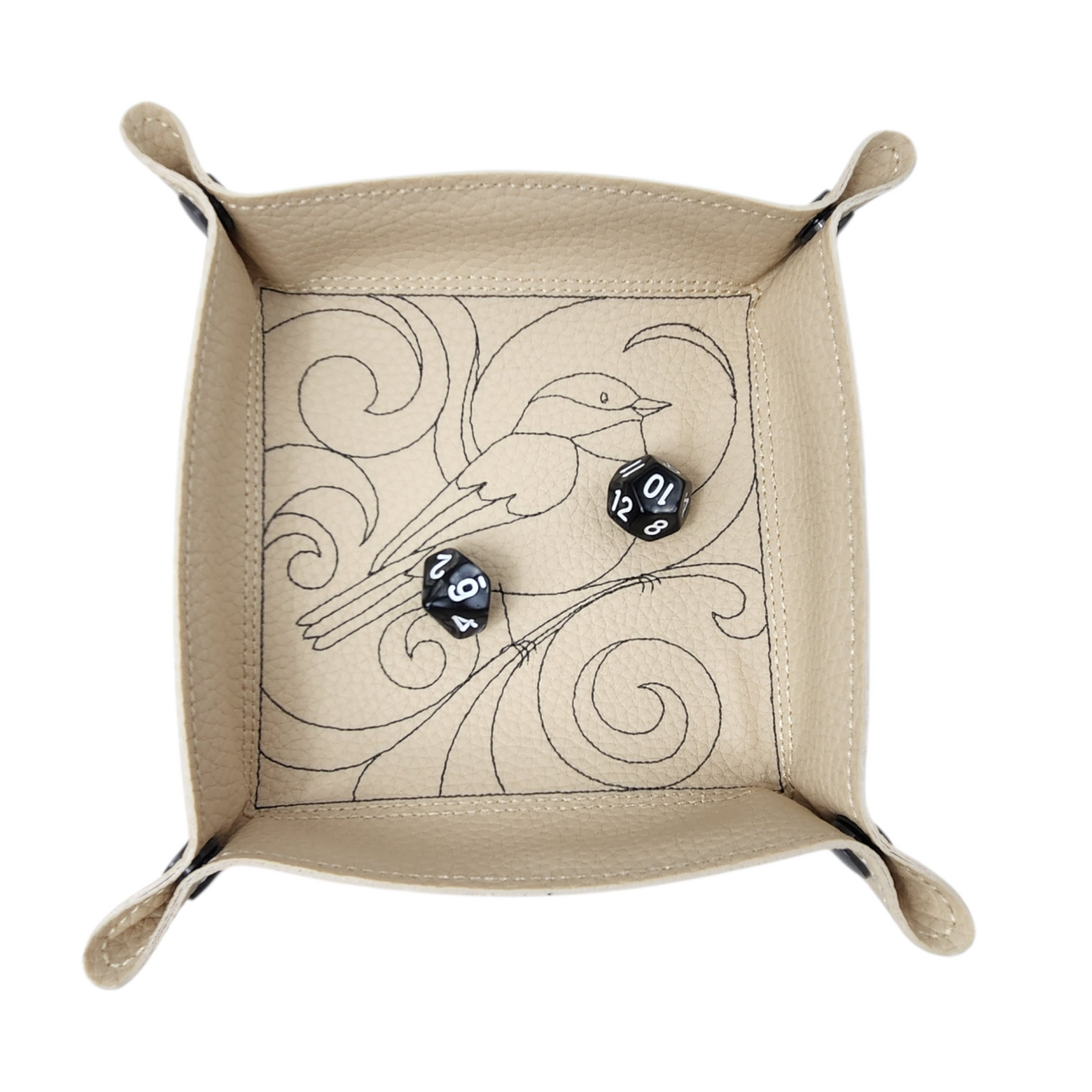 Chickadee and swirl dice tray