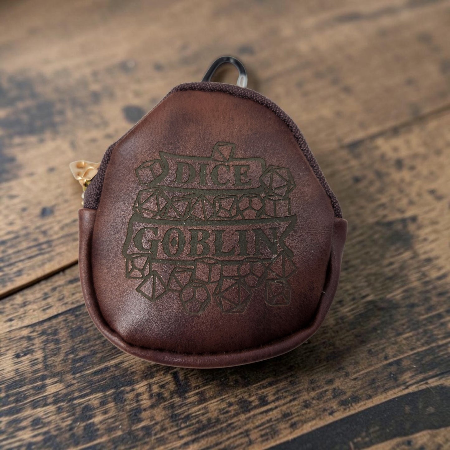 Leather keychain dice pouch, TTRPG