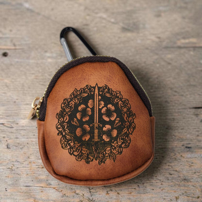Leather keychain dice pouch, TTRPG