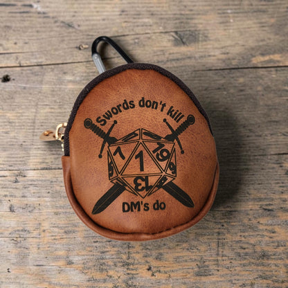Leather keychain dice pouch, TTRPG