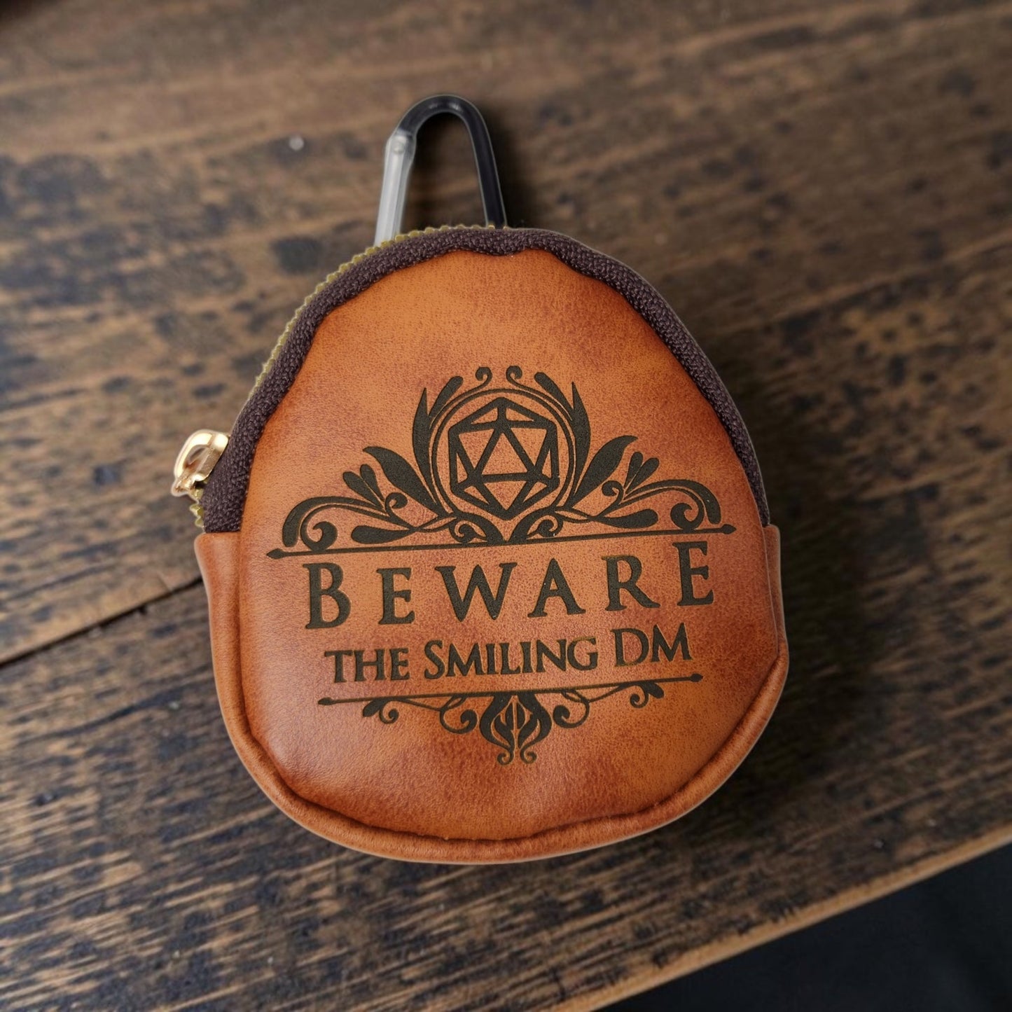 Leather keychain dice pouch, TTRPG